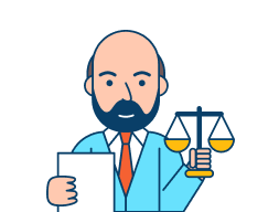Special Education Law, Resource Links, Icon, image of man holding a piece of paper and a scales of justice.