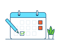Academic Calendar, Icon, image of a calendar with checkboxes.